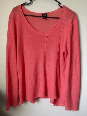 Eileen Fisher Lightweight Linen Sweater Asymmetric Neckline Women’s M Lagenlook